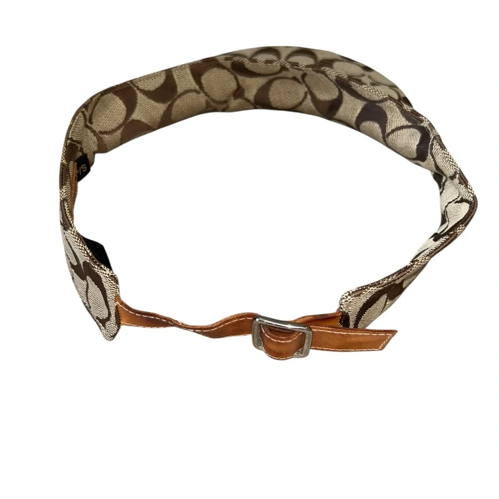 Coach Tan and Brown Vintage y2k Signature C Visor Hat - Picture 3 of 9